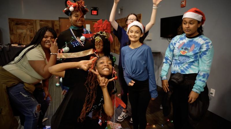 Deaf girls celebrating Christmas